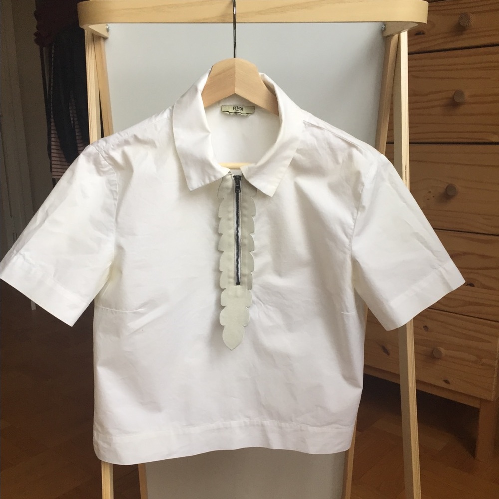 Fendi Crop Top with Leather Collar